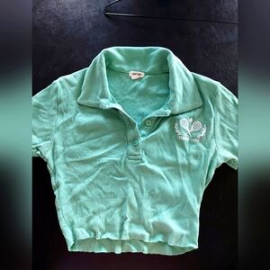 Garage Green Crop Polo Style Shirt